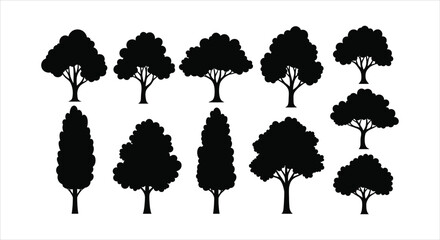 Collection of Silhouetted Trees - Various Shapes and Sizes © Tulippp