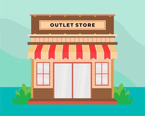 Flat design store front with place for name