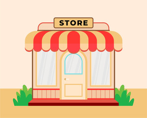 Flat design store front with place for name