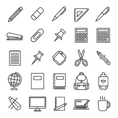 Stationery Icons A Comprehensive Collection of Essential Office and School Supplies.