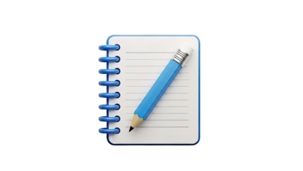 Blue Pencil on Lined Notebook Icon