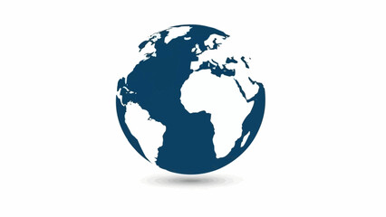 Fototapeta premium Blue globe showing continents and oceans on a white background.