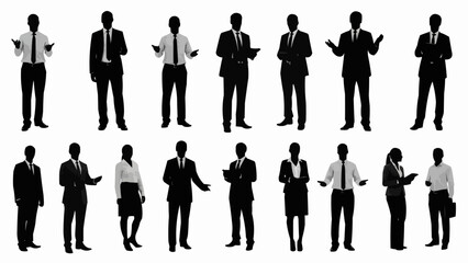 Collection of Business People Silhouettes in Various Poses.