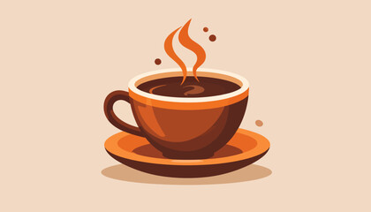 Fototapeta premium Aromatic Coffee Cup Illustration with Steaming Hot Brew.