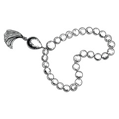 Obraz premium Tasbih Muslim hand drawn illustration vector design perfect for spiritual religious concept prayer beads or Islamic decorative themed artwork
