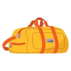 Travel bag vector illustration yellow with handle zipper packed for traveling perfect for tourism vacation holiday and luggage concept design themes © Nass Studio