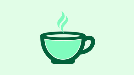 Obraz premium Stylized Green Tea Cup with Steam Illustration on Light Background.