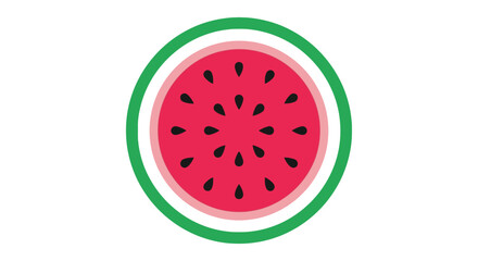 Fototapeta premium Vibrant Watermelon Slice Illustration with Seeds and Green Rind.