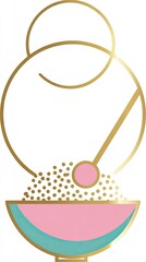 Abstract illustration of a golden design with pink and teal elements