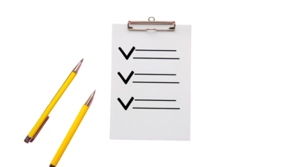 Checklist with completed and pending tasks goal planning concept on transparent background