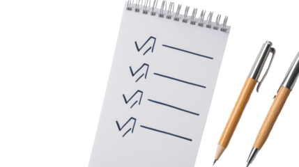 Checklist with completed and pending tasks goal planning concept on transparent background