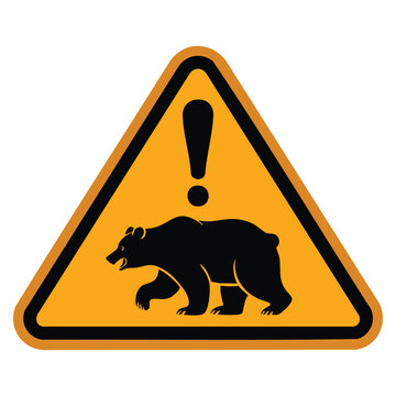 Vector illustration of bear warning sign isolated ideal for caution alert wildlife safety forest park and nature themed decorative designs