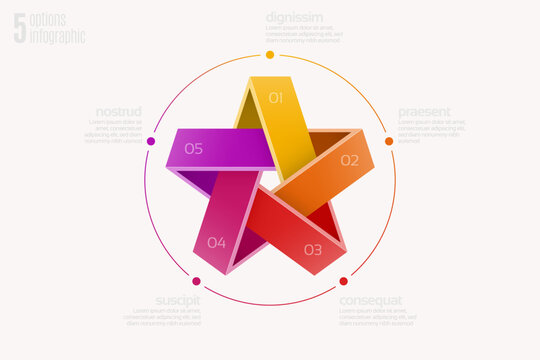 Circular diagram template with 5 options, infographic vector illustration.