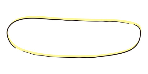 ペンで手描きされたシンプルで可愛い横長の円い吹き出しのイラスト素材