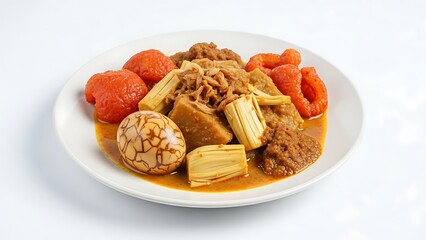 Delicious Traditional Stew with Boiled Egg and Vegetables