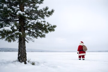 Minimal Santa Winter Wallpaper