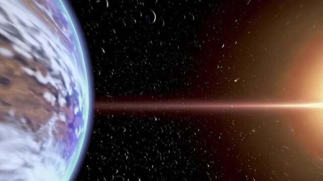 A planet with a ring around it