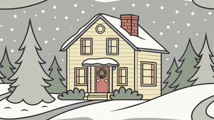 Fototapeta premium Cozy cottage in winter wonderland
