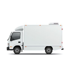 White delivery truck with transparent background