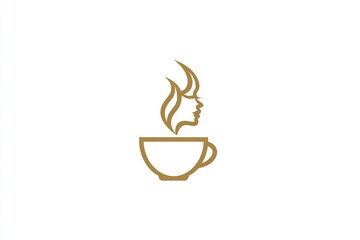Woman's face within a coffee cup logo design