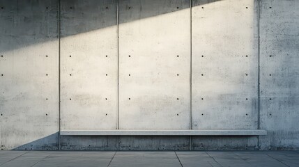 Striking modern empty interior background showcasing a textured raw concrete wall and coordinating floor panels ideal for product display or minimalist design concepts