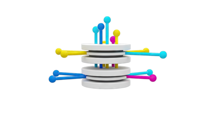 Abstract 3D Rendering of Interconnected Elements