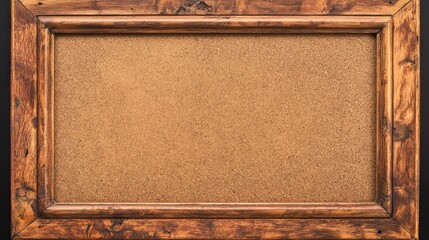 Rustic wooden frame surrounds a textured cork bulletin board perfect for displaying important notes reminders or personalized office decor against a dark backdrop