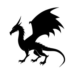 Fototapeta premium A black dragon silhouette with outstretched wings 