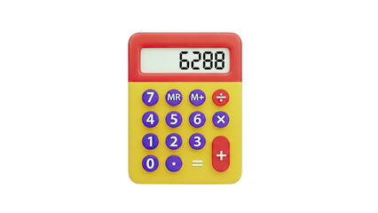 Brightly Colored Calculator with Display Showing 6288
