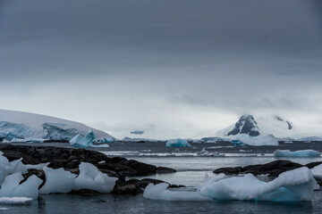 Telephoto of melting ice along the Antarctic peninsula.