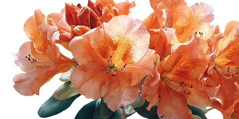 Orange tiger lily flower on white background in closeup with vibrant petals