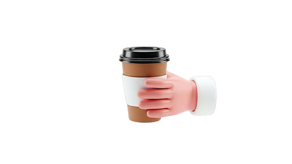 3D Rendered Hand Holding a Coffee Cup
