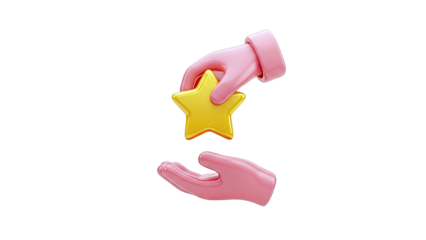 3D Hands Exchanging a Golden Star