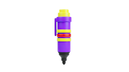 3D Render of a Colorful Marker Pen with Clip