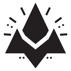  Abstract black geometric logo with radiating lines and dots, resembling a shining diamond or mountain peak