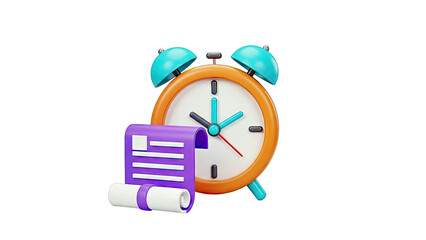 Alarm Clock and Scroll Icon