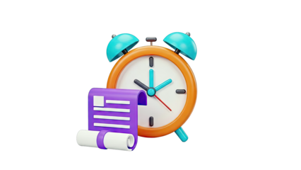 Alarm Clock and Scroll Icon
