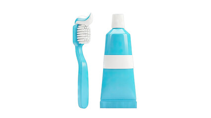 Blue Toothbrush and Toothpaste Tube