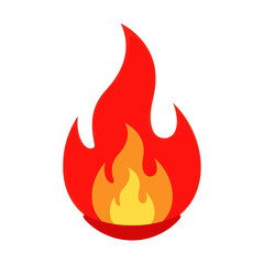 Stylized Flame Illustration with Vibrant Red and Yellow Colors.