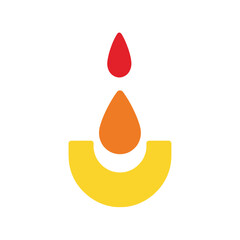 Stylized Icon of a Flame with Red and Orange Drops.