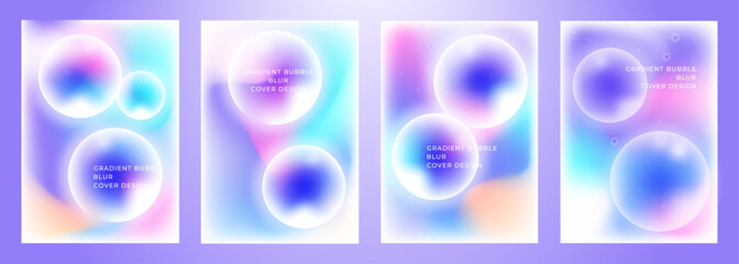 Gradient bubble blur cover poster background design set with soft pastel orbs for modern digital art