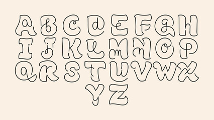 Hybrid Alphabet Font Design with Mixed Uppercase and Lowercase Letters, Hand Drawn Playful Typography Illustration