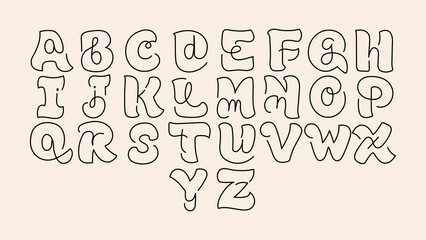 Hybrid Alphabet Font Design with Mixed Uppercase and Lowercase Letters, Hand Drawn Playful Typography Illustration