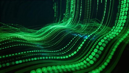 glowing green binary computer code flow and cybersecurity programming concept perfect for data privacy day - Powered by Adobe