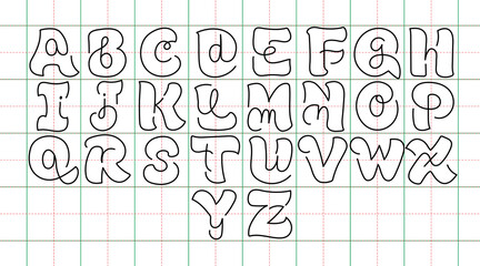Hybrid Alphabet Font Design with Mixed Uppercase and Lowercase Letters, Hand Drawn Playful Typography Illustration