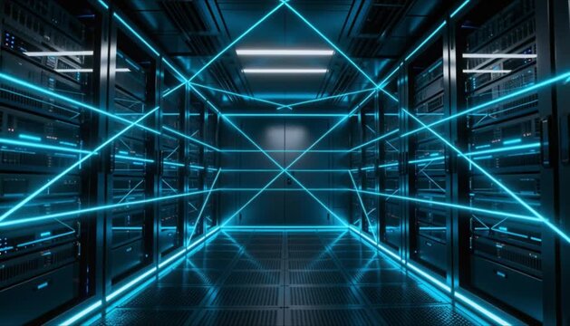 secure server chamber with glowing protection lines and digital safety infrastructure perfect for data privacy day