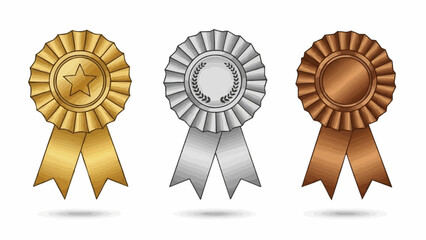 Gold Silver Bronze Medals Ribbons Award Competition Achievement.