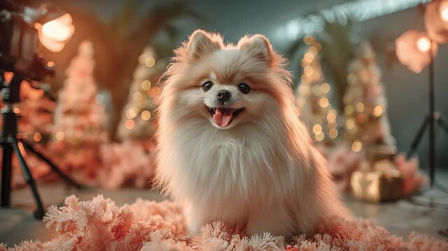 Pomeranian Christmas Pet Sharing Warm Festive Moments