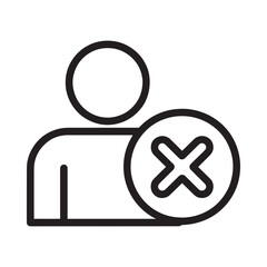 User profile with a cancellation or removal symbol a simple line icon