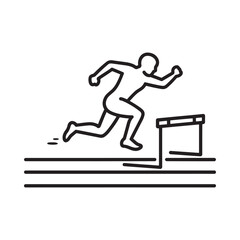 Fototapeta premium Athlete in motion a simple line drawing of a hurdle race